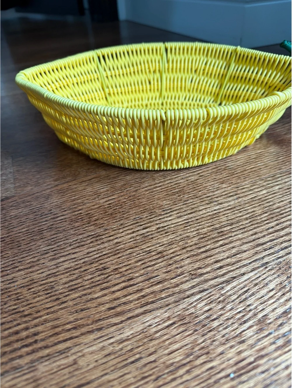 Lemon-Shaped Basket with Green Leaf Accent